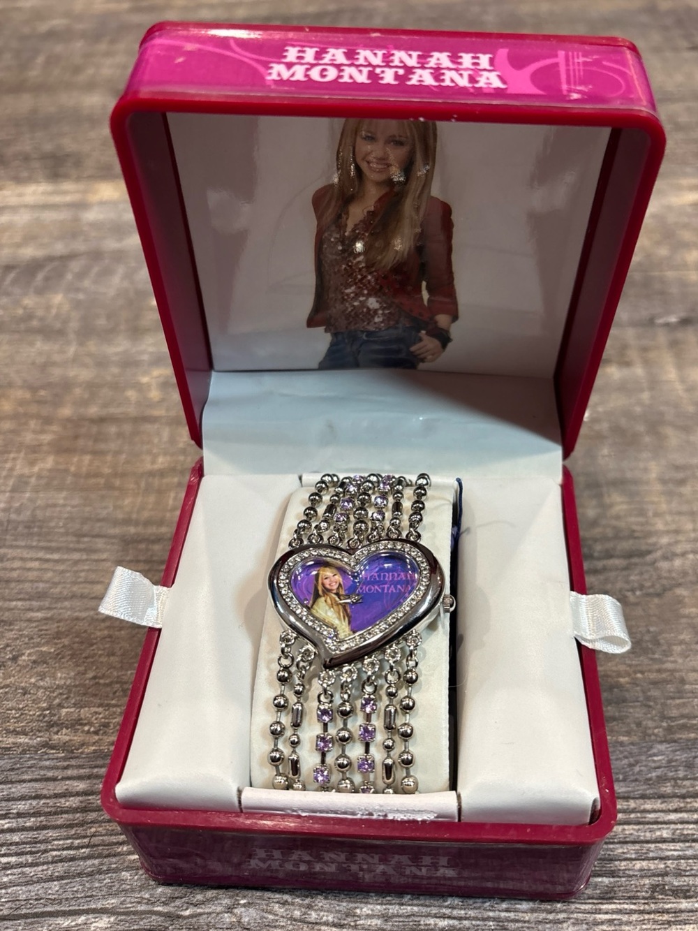 vintage Disney Hannah Montana heart-shaped rhinestone bracelet watch New